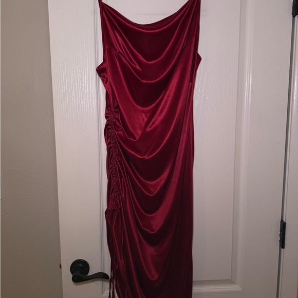Red Ruched Mini Cocktail Dress - Picture 1 of 2
